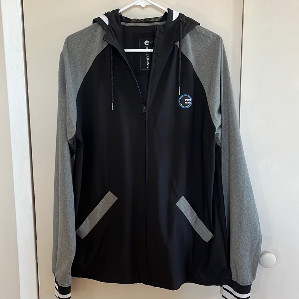 Mens Billabong Baseball Style Windbreaker with 2 Front Side Pockets and Hood